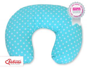 Feeding pillow- Hanging hearts white dots on turquoise
